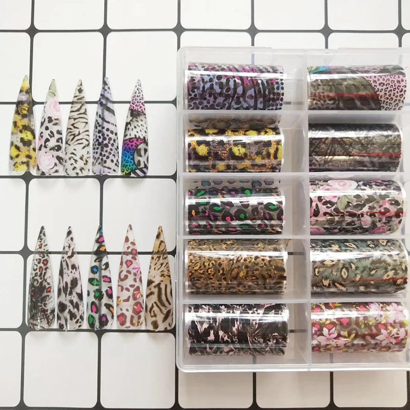 New Flower Nail Foils for Transfer Paper Stickers Floral Adhesive Fruit Nails Wraps Fish DIY Water Marble Nail Art Decorations