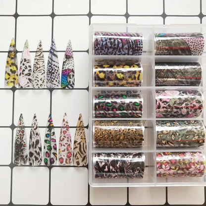 New Flower Nail Foils for Transfer Paper Stickers Floral Adhesive Fruit Nails Wraps Fish DIY Water Marble Nail Art Decorations