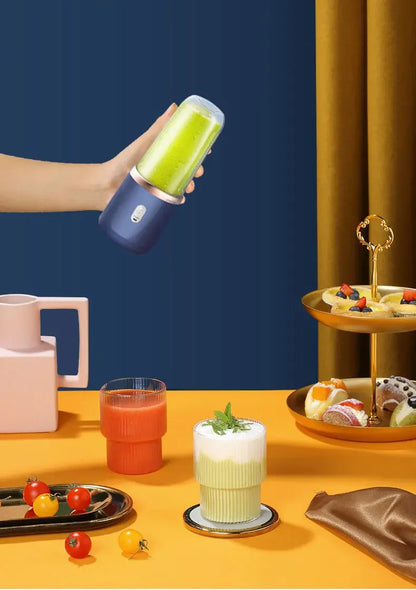Portable Fruit Juicer Blenders Outdoor Personal Electric Mini Bottle Home USB Charge 6 Blades Double Cup Juicer Machine
