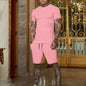 2025 summer new men's breathable sportswear short sleeved t-shirt and shorts set popular quick drying clothing