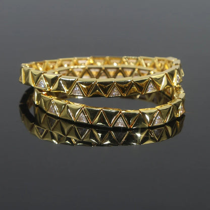 Gold Color Geometric Oval Stretchy Stretch Beaded Tennis Chain Bracelet For Women Fashion Adjusted Jewelry