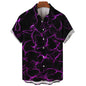 3D Printed Punk Purple Lightning Graphic Blouses Harajuku Fashion Hip Hop Shirts For Men Clothes Hawaiian Y2k Lapel Blouse Tops