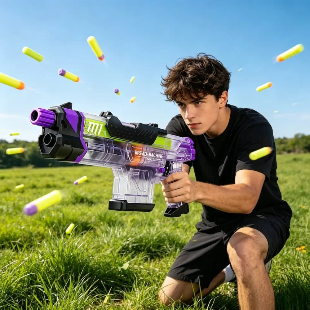 Manual Pull Loading Soft Bullet Toy Gun for Outdoor Shooting Battle Foam Dart Launcher with 2Pcs Magazine Christmas Gifts