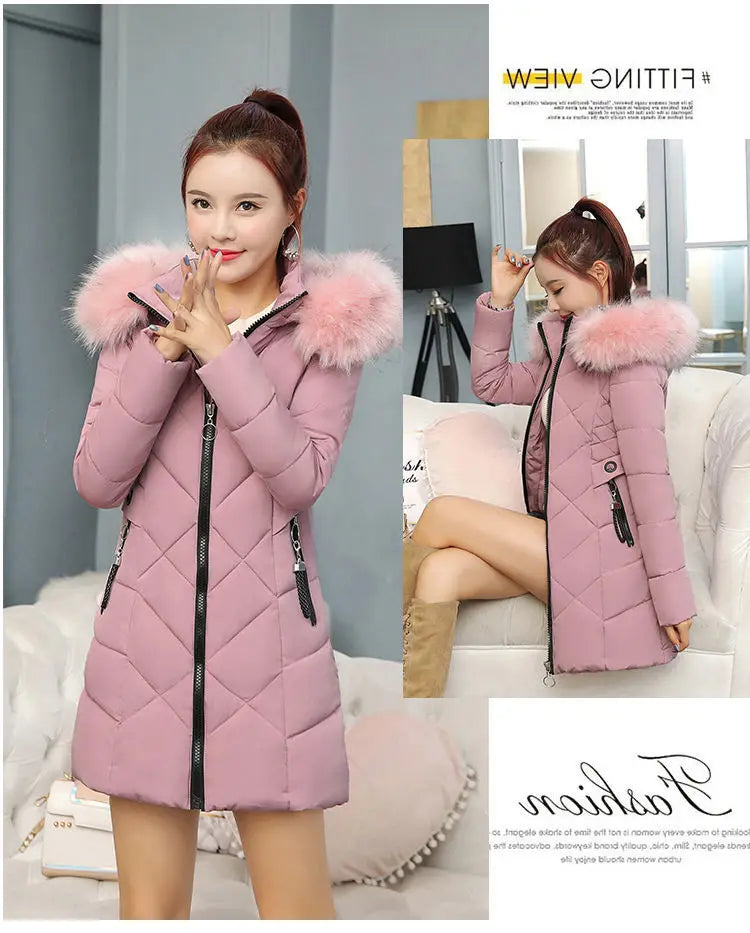 Winter New Fashion Long Cotton-padded Coat Womens Casual Hooded Parkas Womens Winter Jacket Coat Down Jacket Female