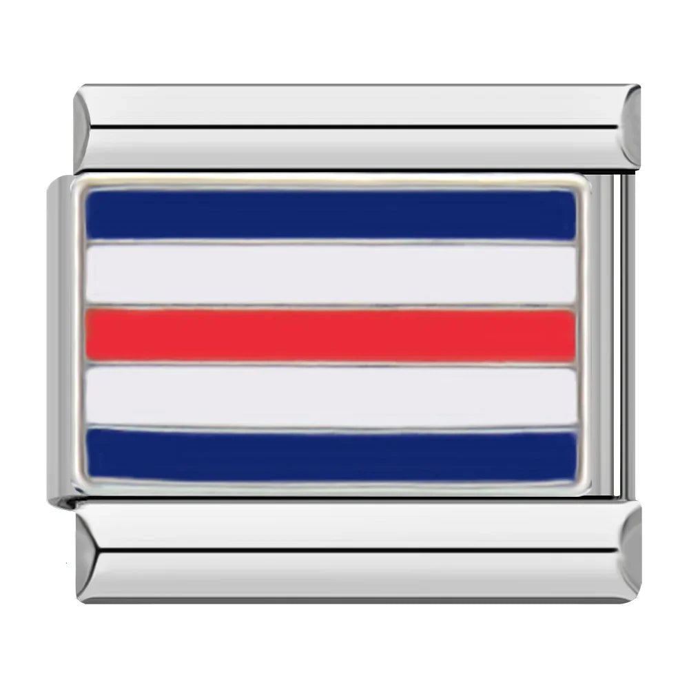 Hapiship Fashion Navy Ship International Maritime Signal Code Nautical Flag Charm Links Fit 9mm Stainless Steel Bracelet DJ391