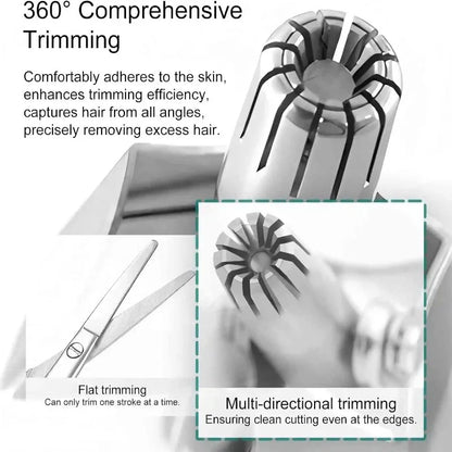 Men's Stainless Steel Nose Hair Trimmer Manual Mechanical Razor Washable Hair Removal Tool with Brush for Personal Grooming