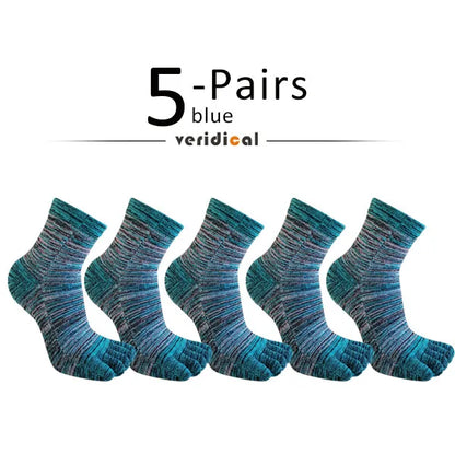 1/5 Pairs Colorful 5 Finger Socks Business Man Cotton Striped Young Casual Sweat-Absorbing Happy Party Dress Toe Short Socks