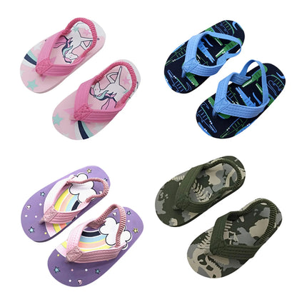 Children Flip Flops Shoes Cartoon Summer EVA Soft Sole Indoor Bathing Anti Fall Girls and Boys Sandals Beach and Pool Slippers