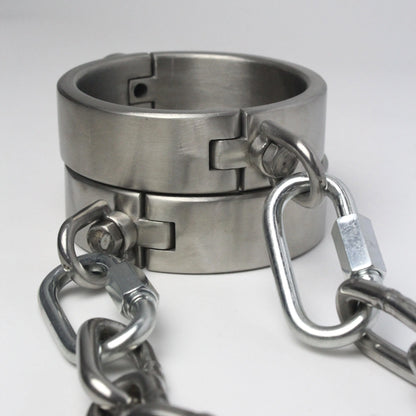 Heavy Duty Stainless Steel Handcuffs Ankle Cuffs Neck Collar Press Lock BDSM Restraints Bondage Adult Games Sex Toys for Couples