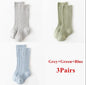 3Pairs/Lot Baby Knee High Socks Kids Girls Boys Soft Cotton Long Sock Cute Spanish Stripe Solid Children Socken For 0-8Years