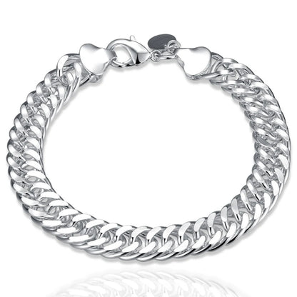 Hot 925 Sterling Silver Cute Buckle Side Chain Solid Bracelet for Women Men Charm Party Gift Wedding Fashion Jewelry