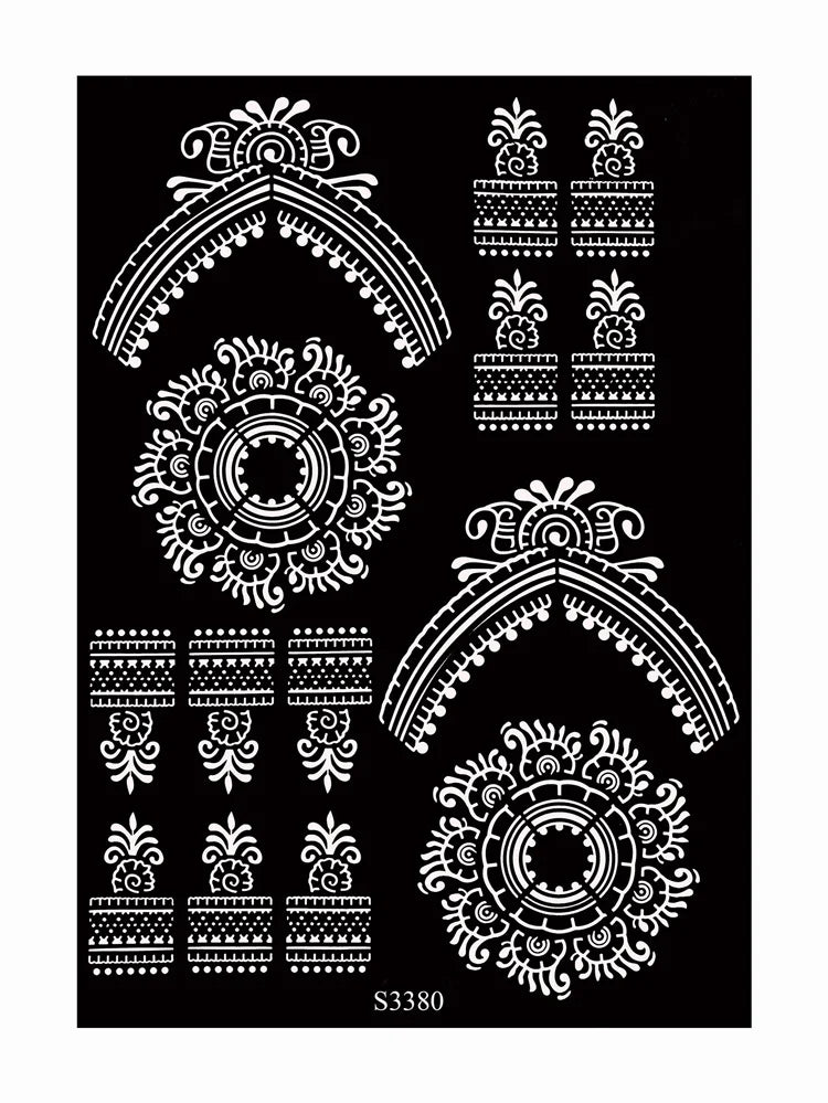 Flower Tattoo Stencil Reusable Henna Template for Hand and Body Henna Tattoo Design for Wedding Festival Party Tattoo Tools