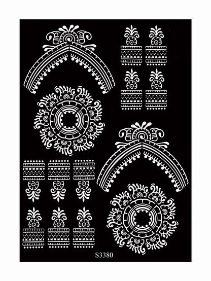 Flower Tattoo Stencil Reusable Henna Template for Hand and Body Henna Tattoo Design for Wedding Festival Party Tattoo Tools