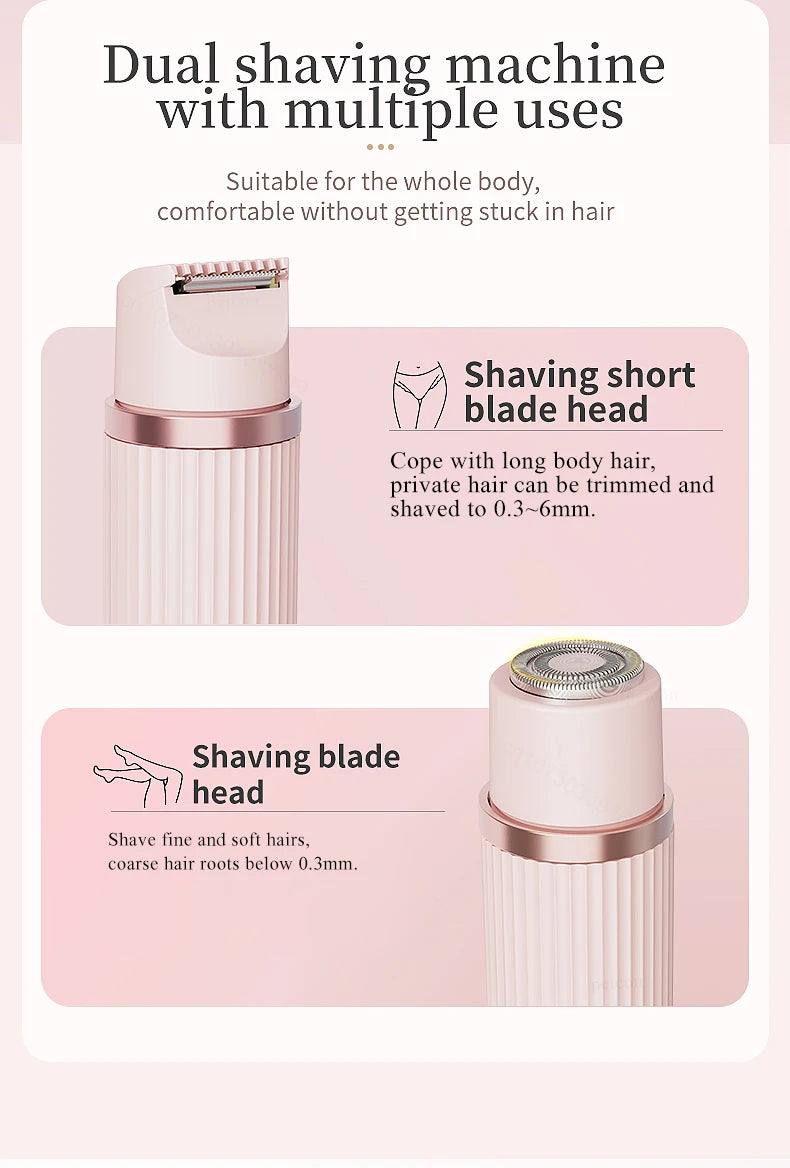 Electric Shaver for Women Bikini Trimmer Facial Mustache Hair Removal Razor Ladies Face Underarm Legs Electric Painless Epilator