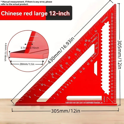 7/12 Inch Precision Aluminum Woodworking Angle Ruler with Serrated Edges, Suitable for Precision Measurement