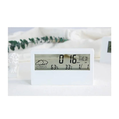 LED Thermometer Thermo-Hygrometer Multifunction Electronic Temperature Humidity Meter Weather Station for Home With Alarm Clock