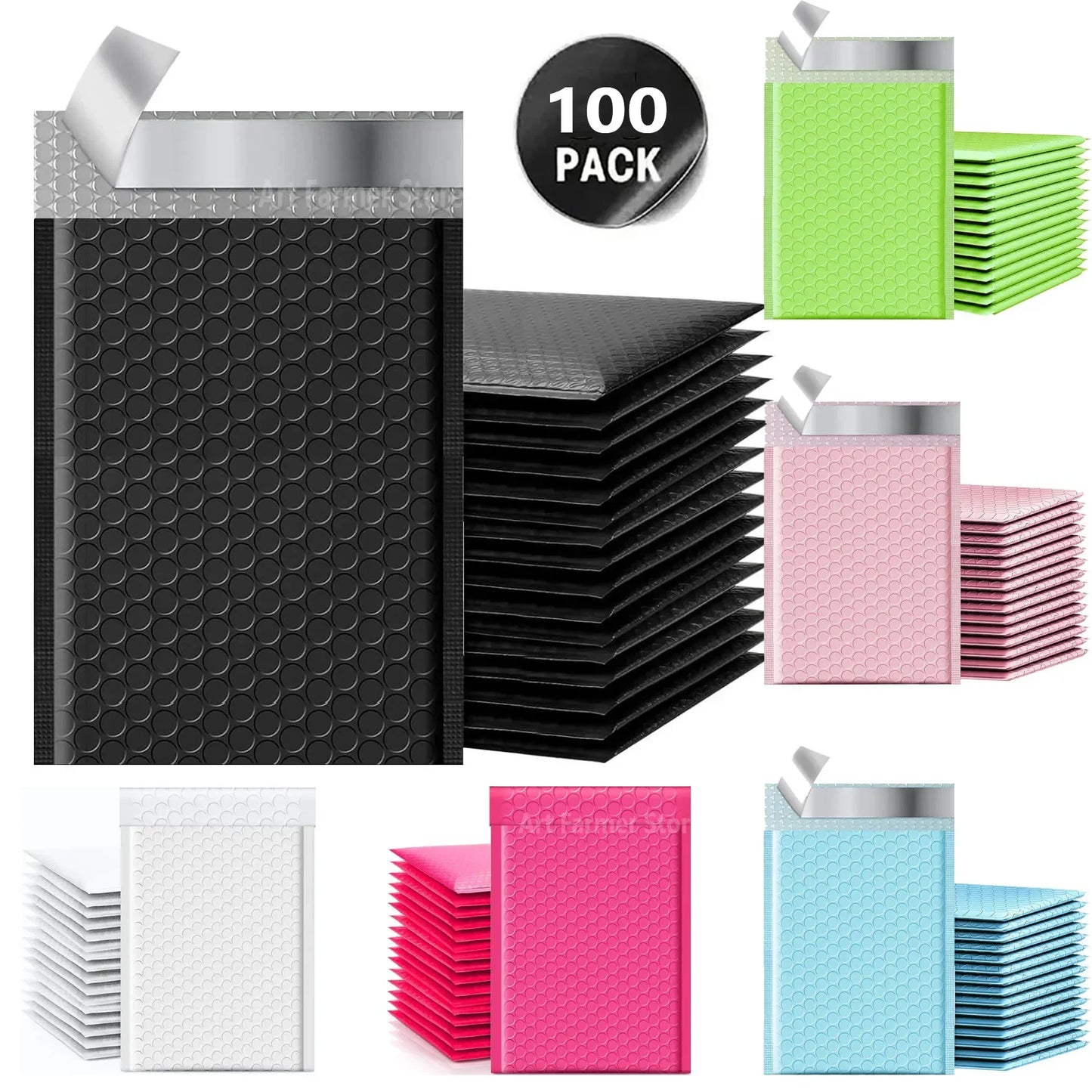 100 Pcs Black Bubble Packaging Envelope Mailing Envelopes Mailer Poly Green Envelope for Shipping Self Seal Bubble Bag Padding