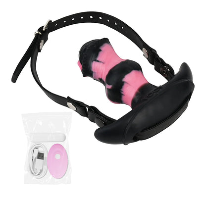 NNSX Sexy Fox Tail Horse Anal Plug Vibrator Mouth Gag Cosplay Sex Toy For Couples Adult SM 10 Modes Vibrating Erotic Accessories
