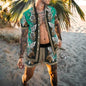 2024 Summer Men's Fashion Leopard Print Short Sleeve Shirt And Shorts Set Beach Style T Shirt Breathable Shorts Two Piece Set