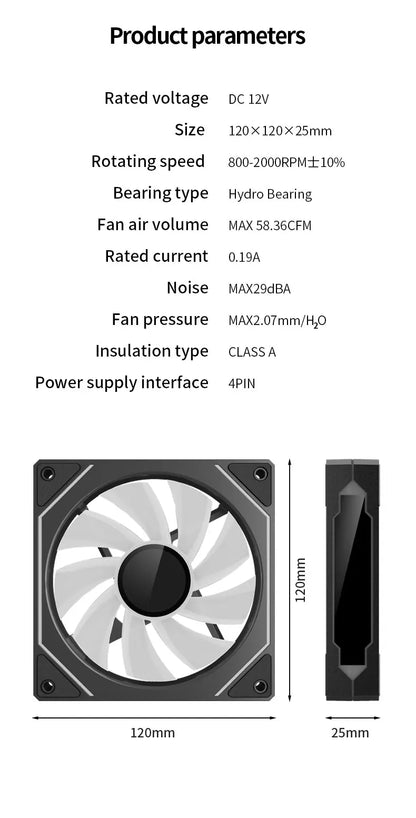 TEUCER Prism4 Pro ARGB Fan 120mm PC Case Fan Kit 4pin PWM CPU Cooling Fans 3pin 5v RGB 12cm Gaming Computer Fan