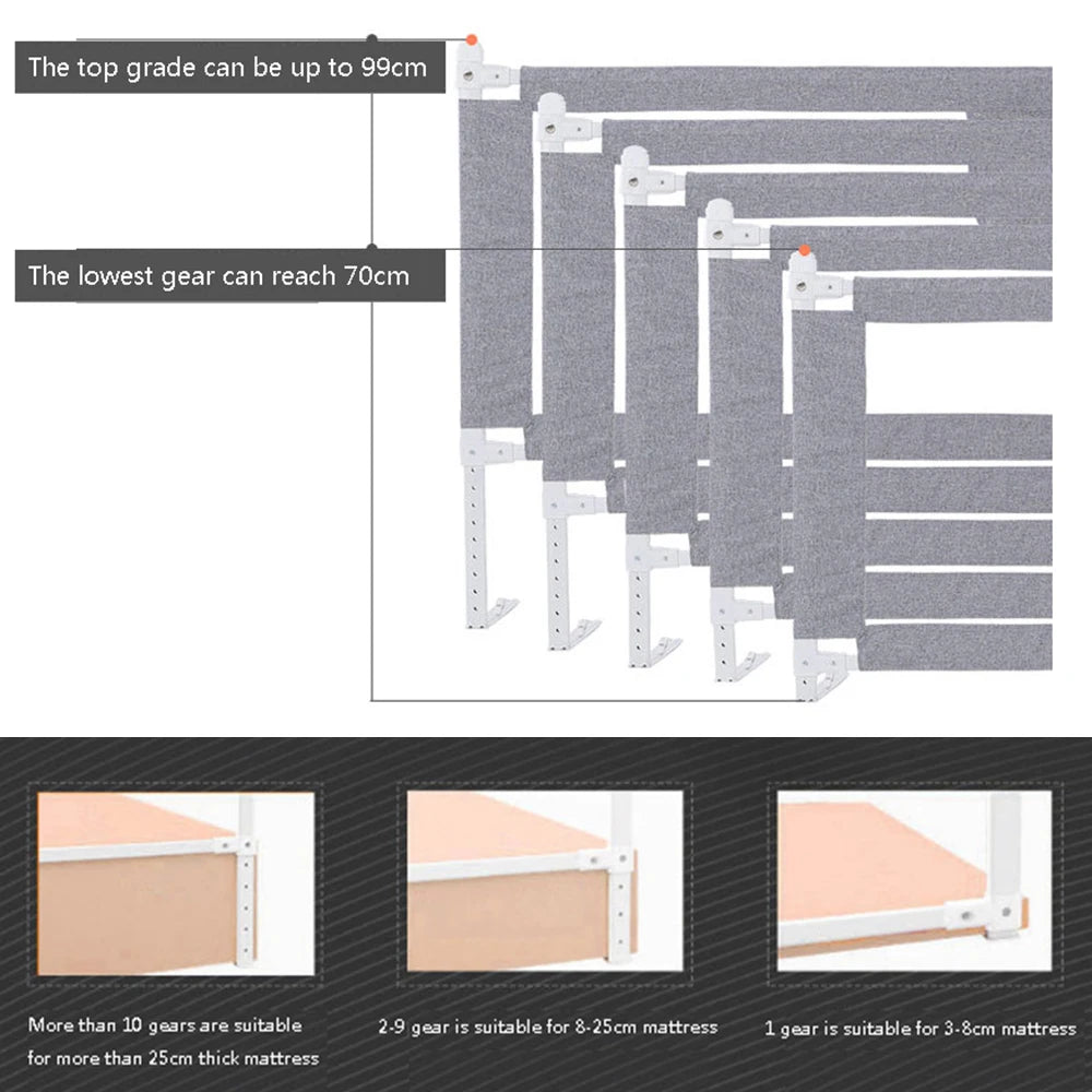 150 / 180/200/cm bed Protection toddler room accessory for boys and girls gray Pink blue bed