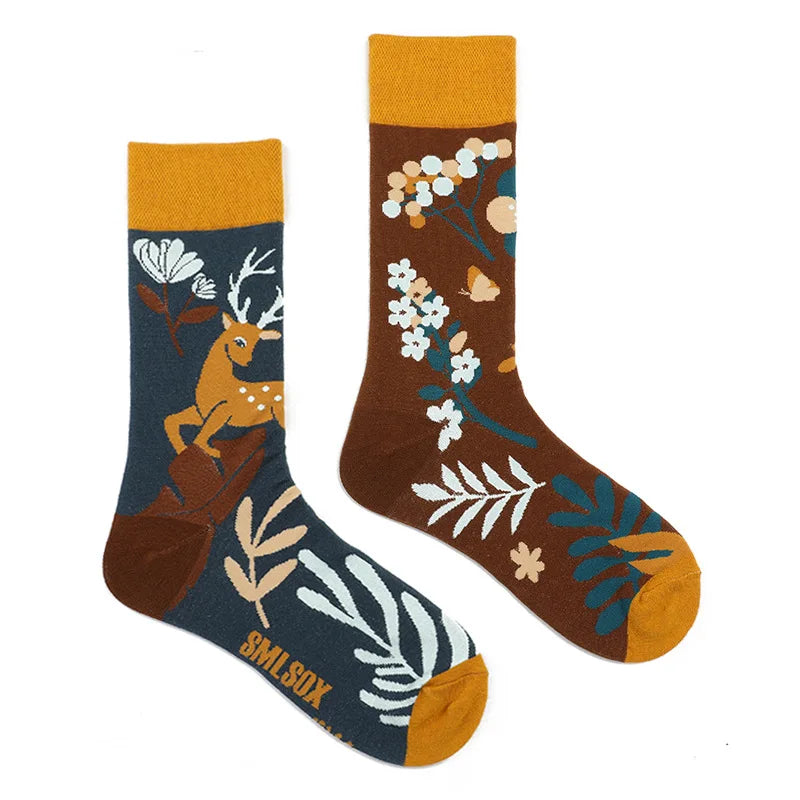 1 Pair Man Women Sock Original AB Tide Socks Colorful Cat Dog Koala Cow Cotton Socks Four Seasons Unisex Socks for Birthday Gift