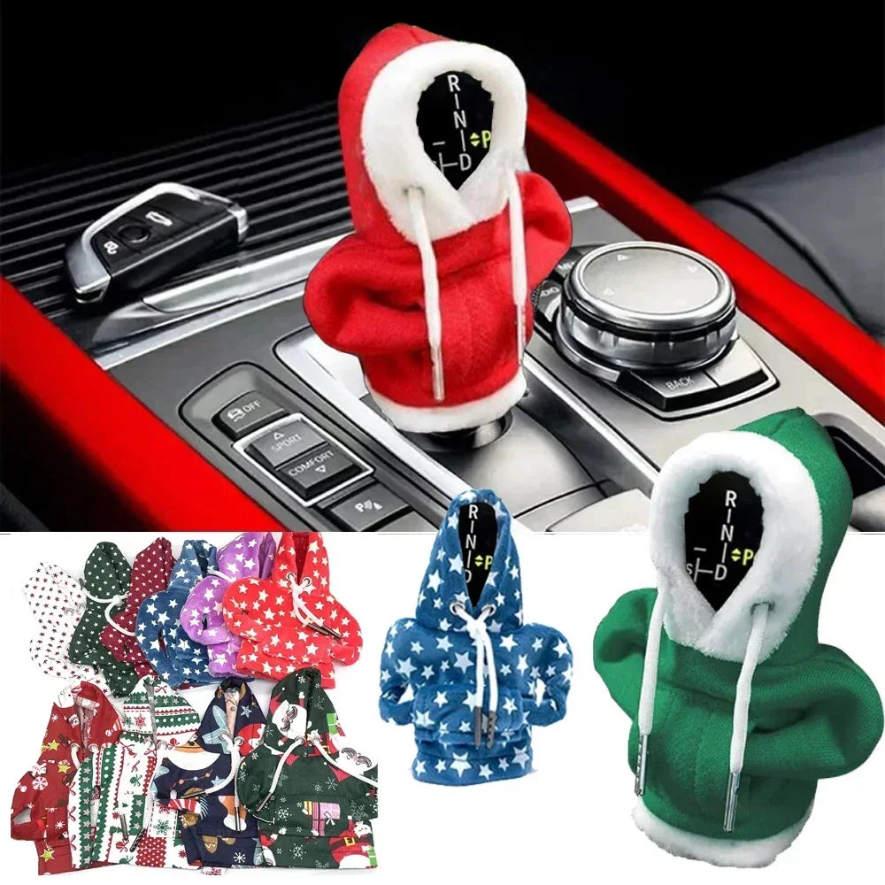 Car Hoodie Handle Shark Cute Hoodie Car Gear Shift Knob Cover Short Plush Manual Handle Gear Auto Interior Accessories