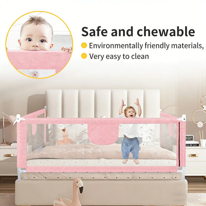 Bed fence for toddlers, Vertical lift bed guard, adjustable height, baby bed grid, 150/200/cm, gray Pink Blue