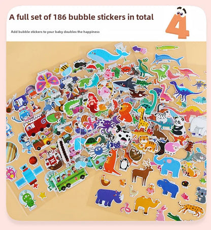 Reusable Bubble Sticker Book for Kids - Multi-Themed Educational Learning Activities, Washable & Safe Toddler Stickers