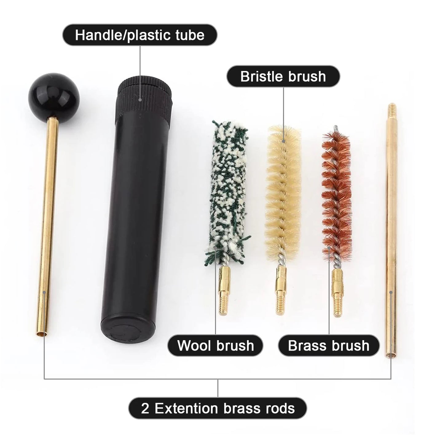 5Pcs/Set Gun Cleaning Kit Pistol Bore Cleaner Brush/Mop for .22/.223/.357/.38/.45 Cal 9mm 5.56mm Universal Gun Cleaning Set