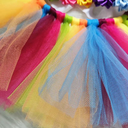 Rainbow Baby Tutu & Headband Set – Perfect Photography Prop for Special Occasions, Soft Polyamide Material, Ideal Gift, Ages 0-3