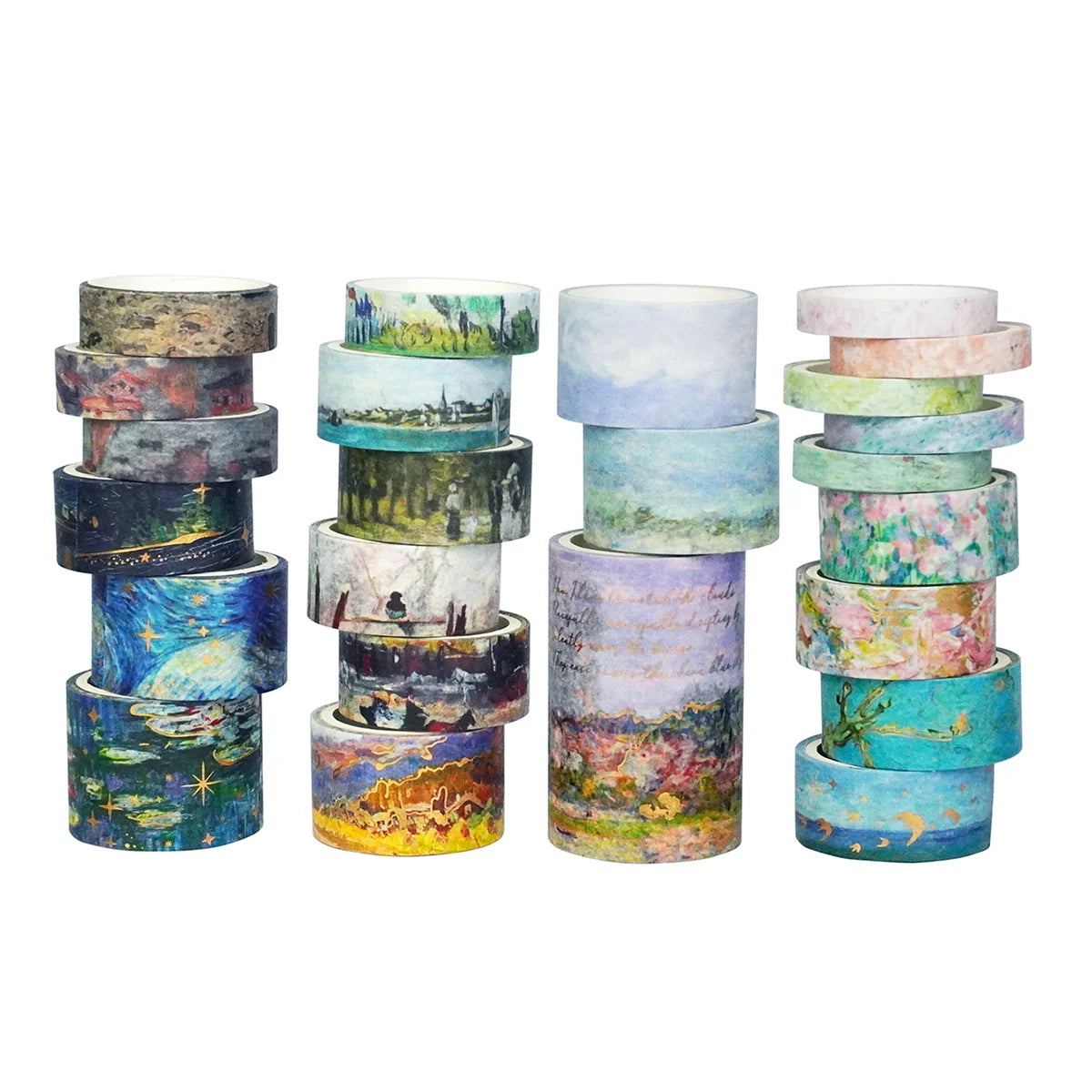 24 Rolls/Box Oil Painting Theme Washi Tape Set, Gilded Style Design Decorative Handmade DIY Decoration Materials Tape