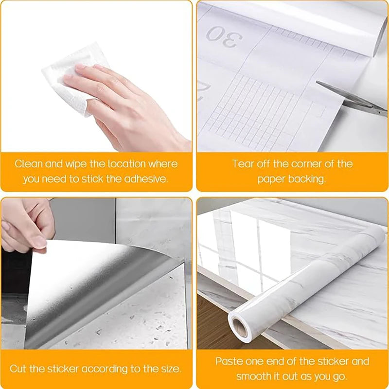 55CM DIY Adhesive Wall Wallpaper Marble Dining Room Kitchen Cabinet Decoration Mold Resistant And Waterproof Wall Sticker Home