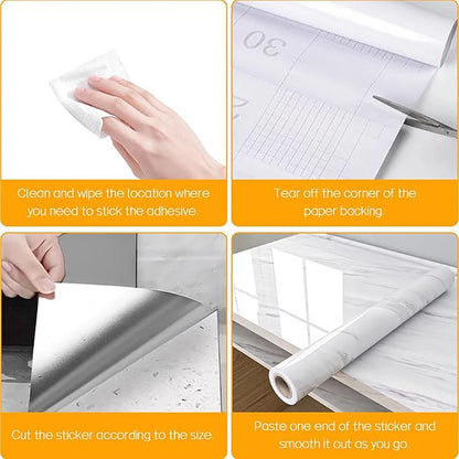 55CM DIY Adhesive Wall Wallpaper Marble Dining Room Kitchen Cabinet Decoration Mold Resistant And Waterproof Wall Sticker Home