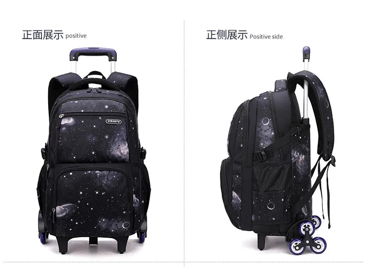 School Bag Kids Rolling Backpack for Boy Wheeled Backpack School Bag With Wheels Trolley Bookbag Carry on Luggage with Lunch Bag
