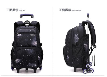 School Bag Kids Rolling Backpack for Boy Wheeled Backpack School Bag With Wheels Trolley Bookbag Carry on Luggage with Lunch Bag