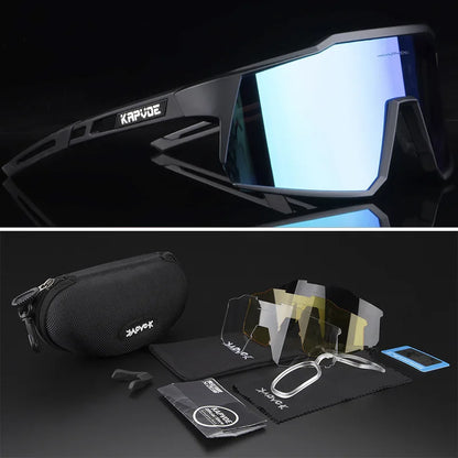 4 Lens Men Women Cycling Glasses Polarized Sport MTB Road Bike Goggles UV400 Bicycle Eyewear Fishing Running Driving Sunglasses