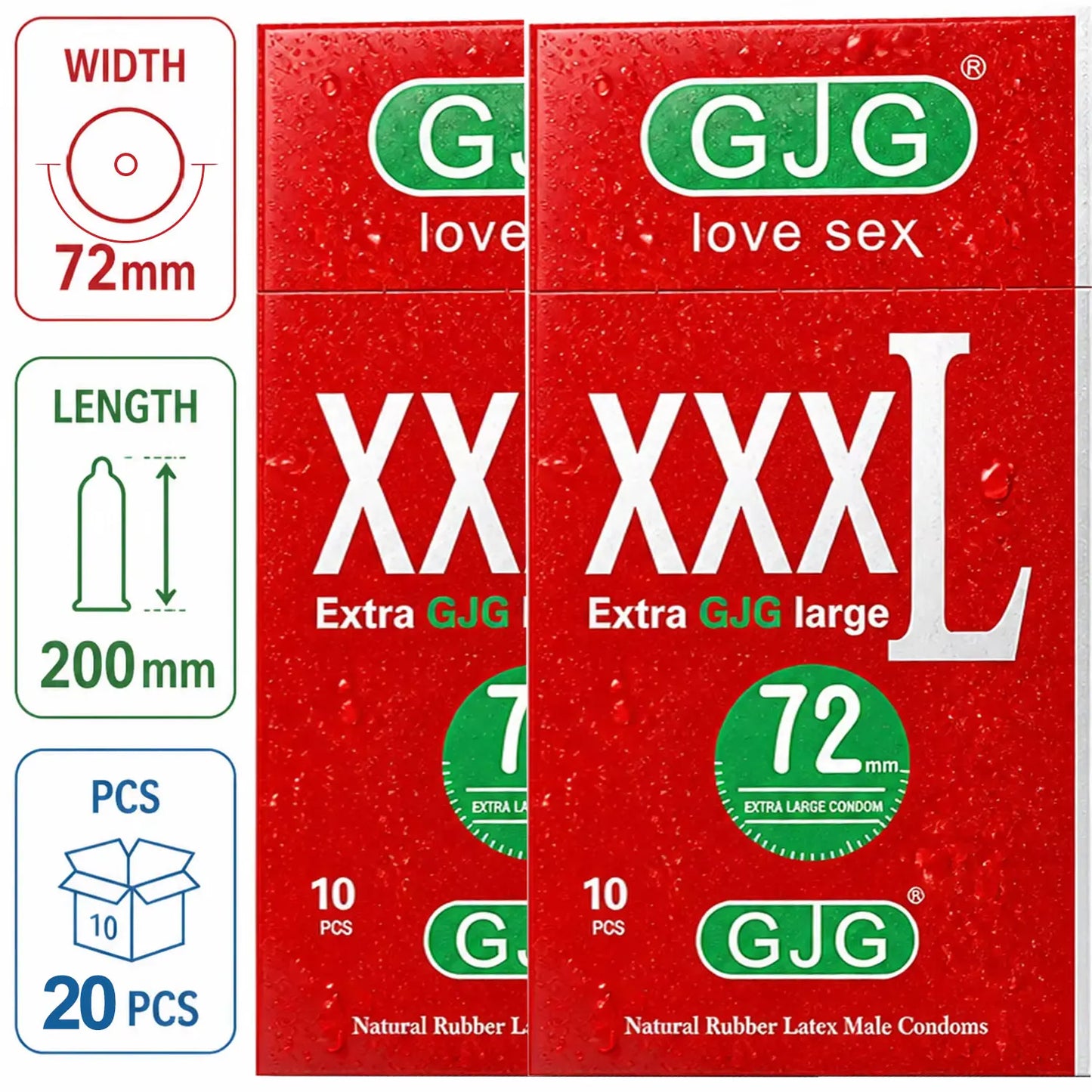 Width-72mm(Length-200mm) Large Size Condoms  Men Latex Condom Safe Contraception Protection Adult Sex Products Intimate Care