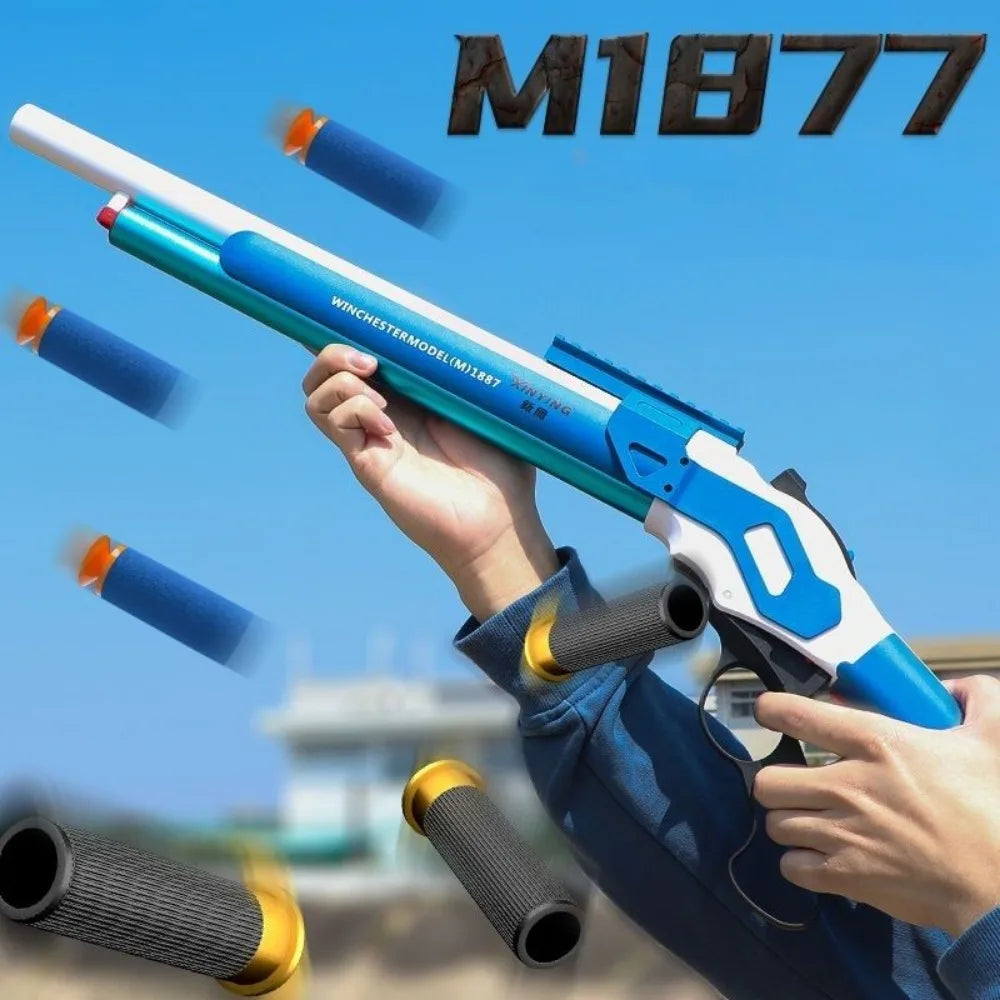 M1887 Winchester Soft Bullet Gun Toy Shell Ejection Throwing Gun Blaster Plastic Manual Launcher Model for Children Adults