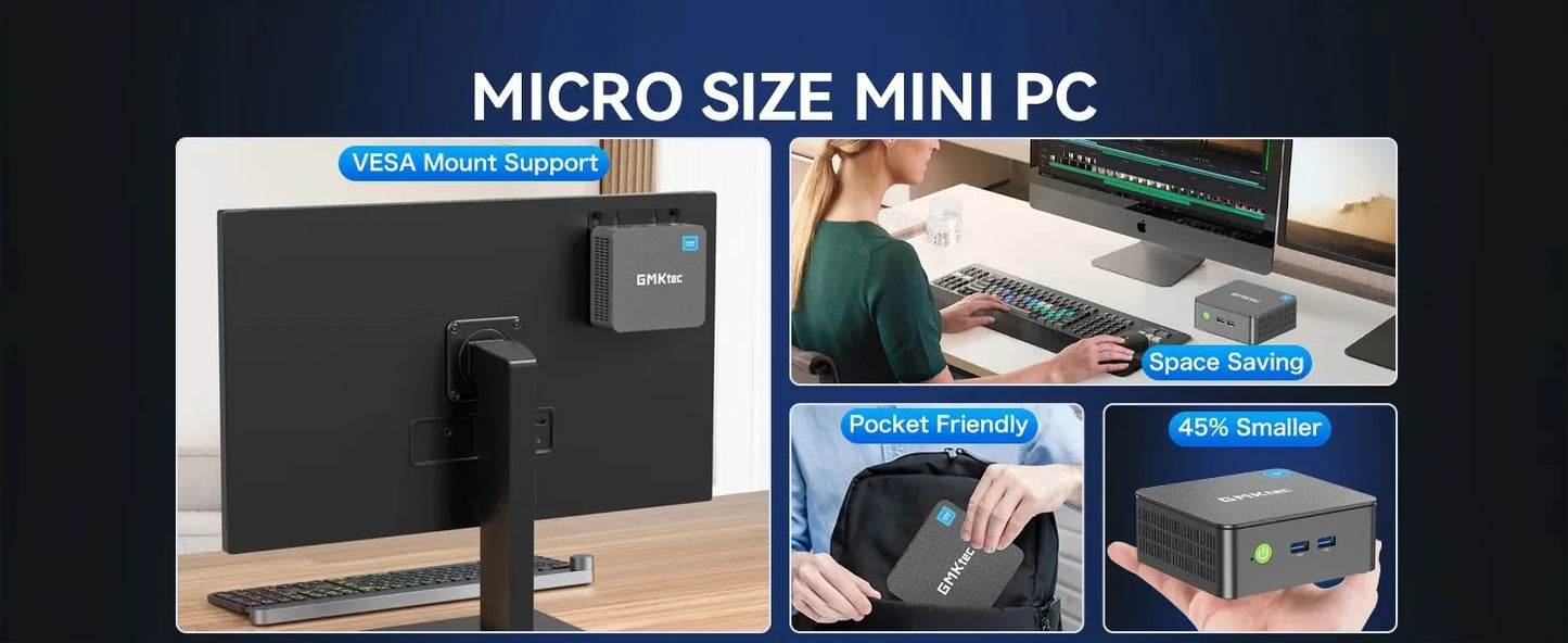 GMKtec G3 Pro Mini PC Intel Core I3-10110U 2*DDR4 2*M.2 SSD WIFI6 BT5.2 2.5G Lan Windows 11 Pro Desktop Office Mini PC Computer