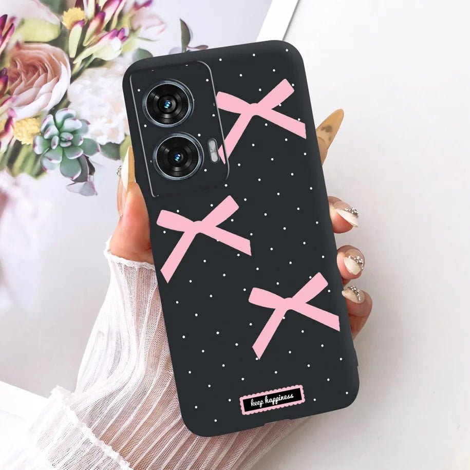Case For Motorola Edge 50 Fusion Cover XT2429-1 Popular Flower Soft Black Silicone Phone Cases For Motorola G96 5G MotoG96 Funda