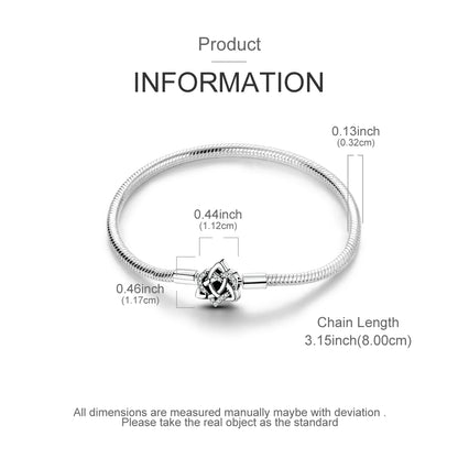 Original 925 Sterling Silver Charm Bracelets Heart Clip Bead Snake Chain Bracelet Fit Charms Beads Diy For Woman Fine Jewelry