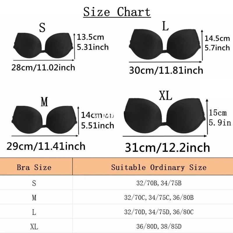 Multiway Backless Bra Push Up - Invisible Bralette with Removable Transparent Straps for Bridal, Evening Wear, Sexy Lingerie