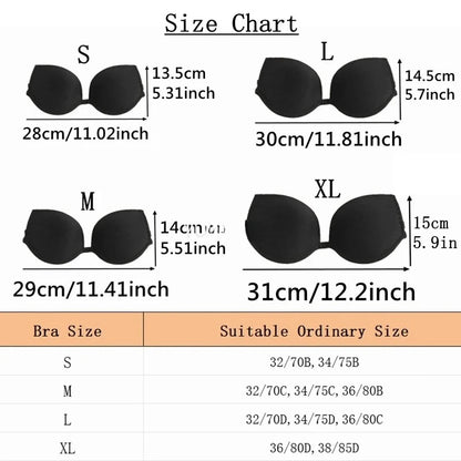 Multiway Backless Bra Push Up - Invisible Bralette with Removable Transparent Straps for Bridal, Evening Wear, Sexy Lingerie