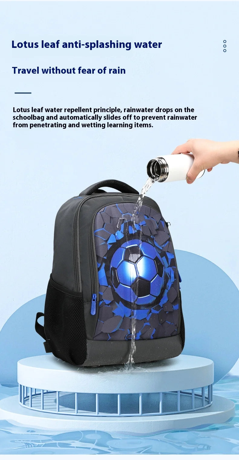 Boys Black Football Backpacks Hard Shell Orthopedic Middle School Student Book Bags USB Charge Multifunctional Bagpack