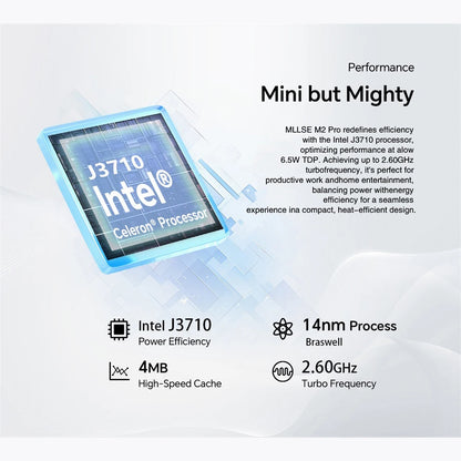 Mini PC MLLSE M2 Pro, processor Intel J3710, 8 GB RAM, ROM Go, Wi-Fi 5, BT 4.2, Windows 10 miniature desk computer