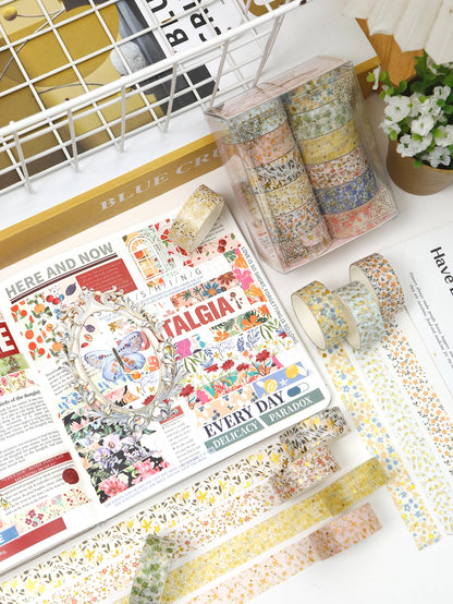 Creative Floral Hot Foil Washi Tape Set,12 Rolls Decorative Masking Tape for Scrapbooking,Journaling,DIY Gift Supplies