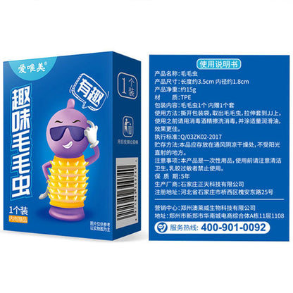 Reusable Condoms For Men Caterpillar Shape Condoms With Spikes Mustache Tendrils Penis Sleeve Super Exciting For Men Sex Toy