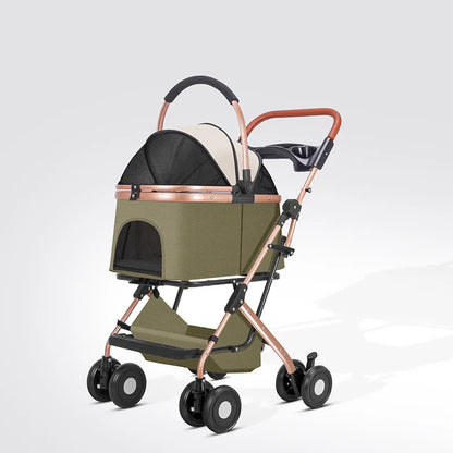 Pet Cart Dog Cat Teddy Baby Cart Outdoor Small Pet Cart Lightweight Foldable Outdoor Travel Stroller Carrier