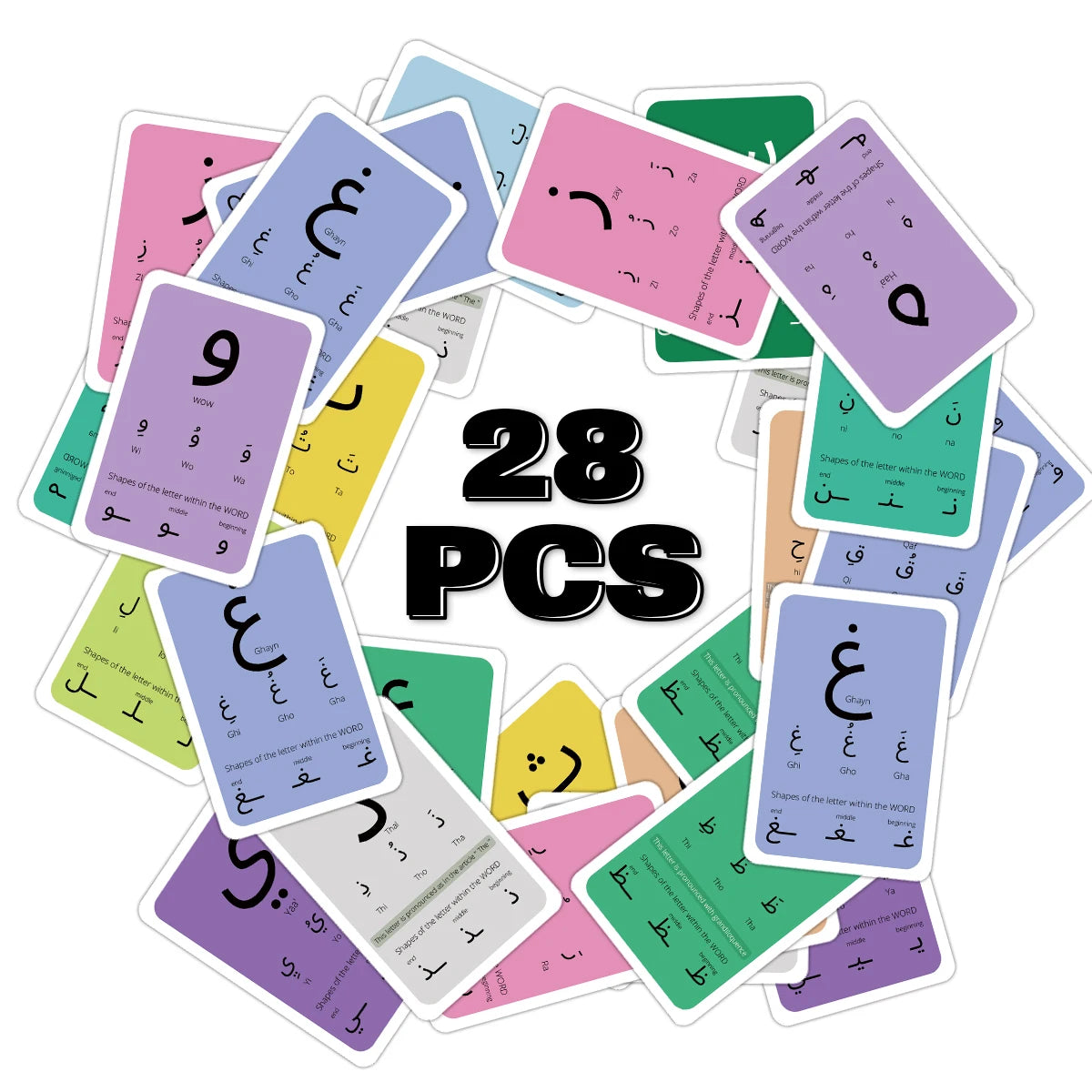 28pcs Arabic Alphabet Flash Cards For Beginner Of Arabic, Letter Training Early Education Homeschool Learning, Arabic Teacher